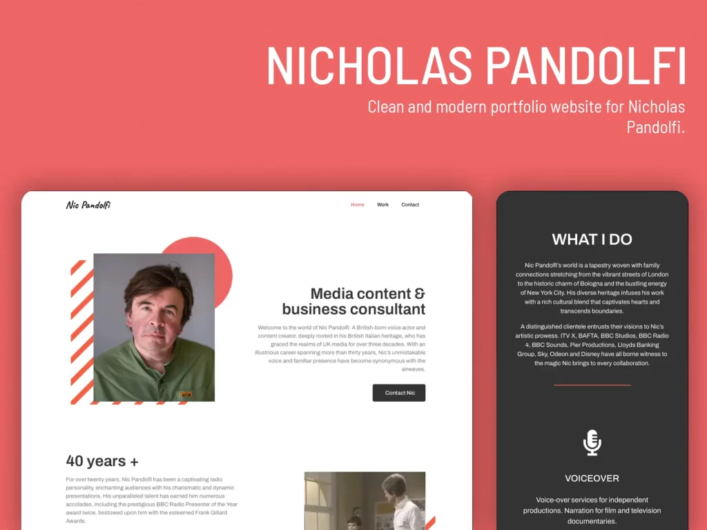 Website design in Suffolk for Nicholas Pandolfi.