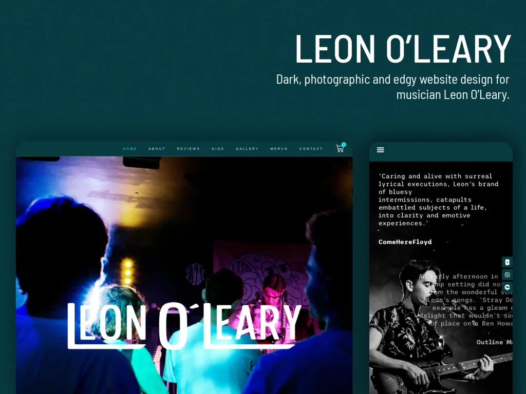 Website design in Suffolk for Leon O'Leary.